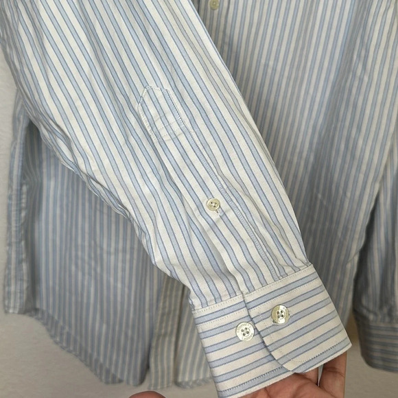 Brooks Brothers Regular Fit Non Iron Blue White Stripes Button Down Mens Size M - Picture 5 of 10